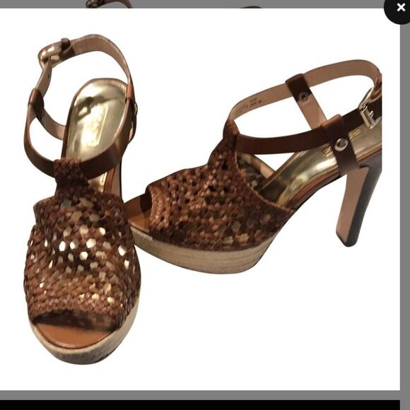 Coach zany woven calf vachetta espadrille stacked stilletto heels shoes Sz 10 - Picture 2 of 7